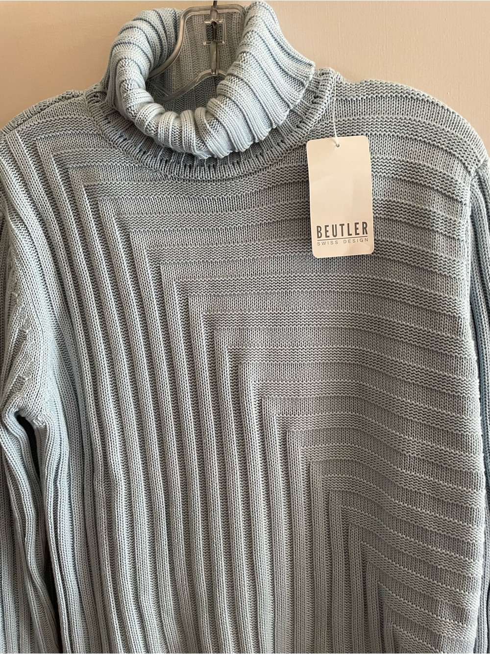 Light Blue Ribbed Turtleneck Sweater - Picture 2 of 4